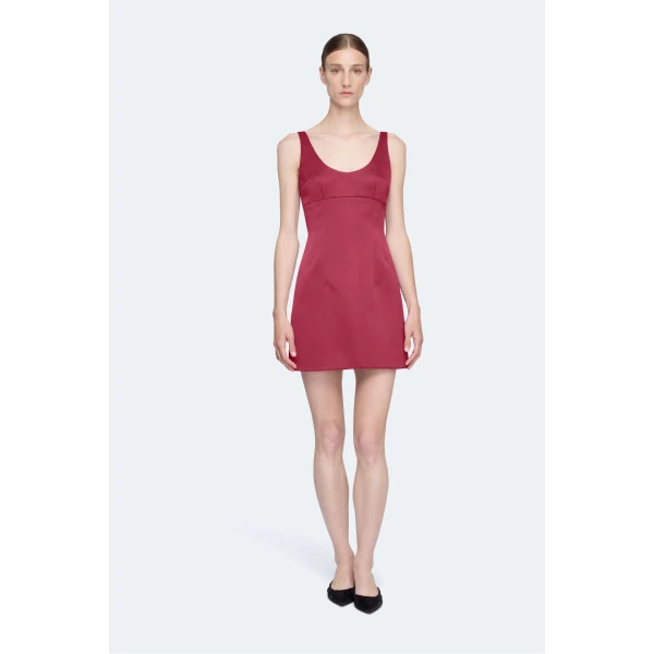 Emilia Wickstead Einna Dress in Red Duchess Satin | Mini Dresses | Coveti