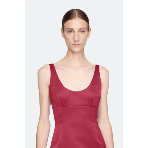 Emilia Wickstead Einna Dress in Red Duchess Satin | Mini Dresses | Coveti