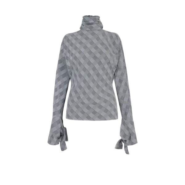 Emilia Wickstead Emilienne Top in Black & White Prince of Wales Check | Coveti