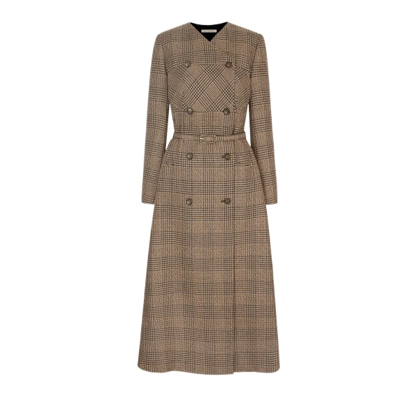 Gilliane Dress in Black & Camel Prince of Wales Check