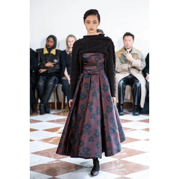 Emilia Wickstead Jannie Dress in Red & Black Breezy Poppy Mikado | Midi Dresses | Coveti