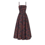 Emilia Wickstead Jannie Dress in Red & Black Breezy Poppy Mikado | Coveti