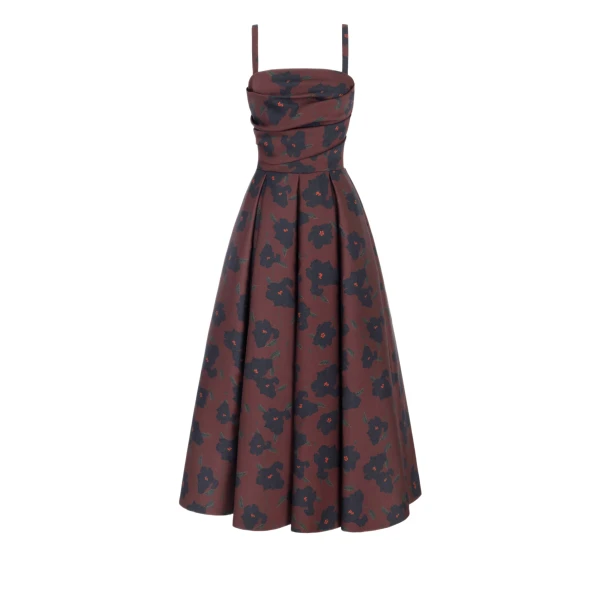 Jannie Dress in Red & Black Breezy Poppy Mikado