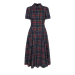Emilia Wickstead Jody Dress in Red & Green Flocked Check | Coveti