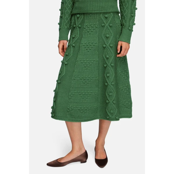 Emilia Wickstead Koda Skirt in Forest Green Cashfeel Melange | Maxi Skirts | Coveti