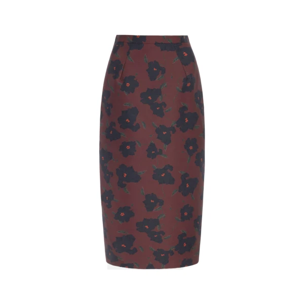 Lorelei Skirt in Red & Black Breezy Poppy Mikado