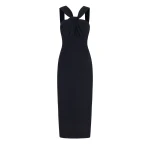 Emilia Wickstead Lucciene Dress in Black Birdseye Suiting | Coveti