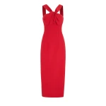 Emilia Wickstead Lucciene Dress in Red Birdseye Suiting | Coveti