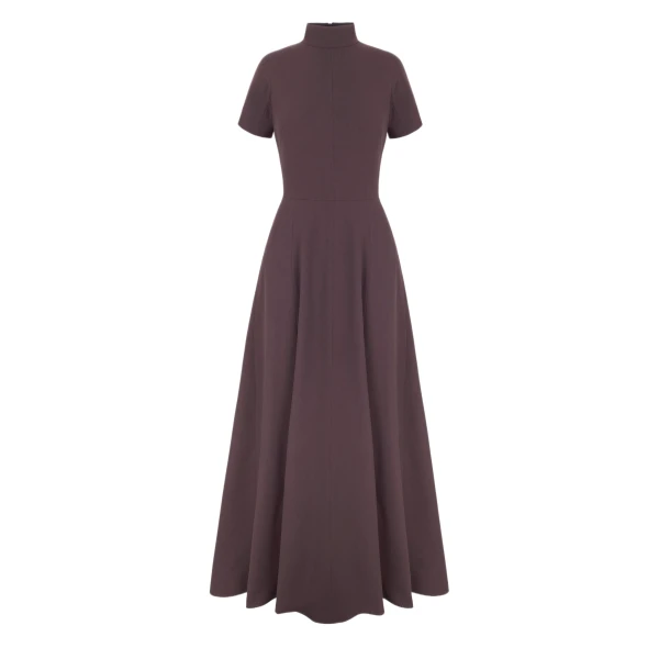 Malinda Dress in Chocolate Single Wool Crepe