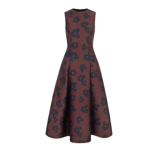 Mara Dress in Red & Black Breezy Poppy Mikado