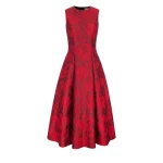 Emilia Wickstead Mara Dress in Red Floral Cloque | Coveti