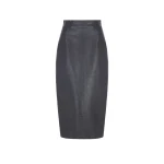 Emilia Wickstead Mavis Skirt in Black Grain Leather | Coveti