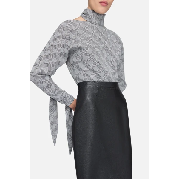 Emilia Wickstead Mavis Skirt in Black Grain Leather | Leather Skirts | Coveti