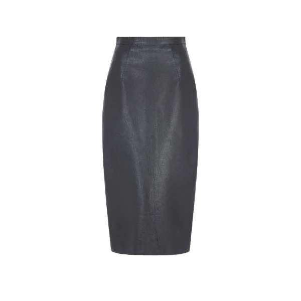 Emilia Wickstead Mavis Skirt in Black Grain Leather | Coveti