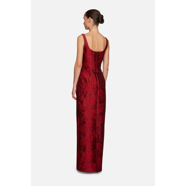 Emilia Wickstead Megara Dress in Red Floral Cloque | Maxi Dresses | Coveti