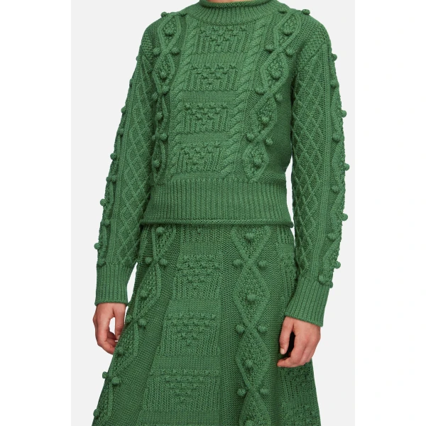 Emilia Wickstead Milo Knit in Forest Green Cashfeel Melange | Cardigan | Coveti