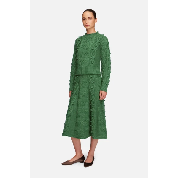 Emilia Wickstead Milo Knit in Forest Green Cashfeel Melange | Cardigan | Coveti