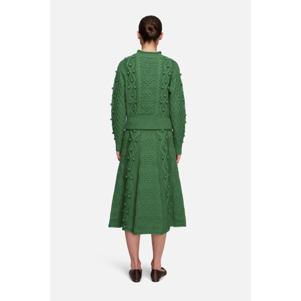 Emilia Wickstead Milo Knit in Forest Green Cashfeel Melange | Cardigan | Coveti