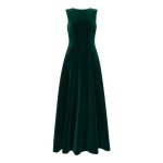 Emilia Wickstead Nodin Dress in Green Velvet | Coveti