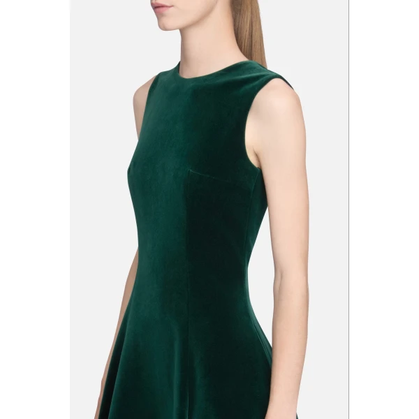 Emilia Wickstead Nodin Dress in Green Velvet | Maxi Dresses | Coveti