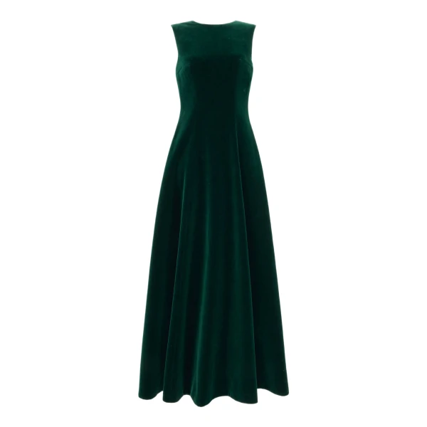 Nodin Dress in Green Velvet