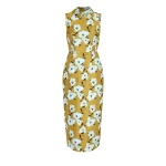 Emilia Wickstead Rain Dress in Mustard & Blue Breezy Poppy Mikado | Coveti