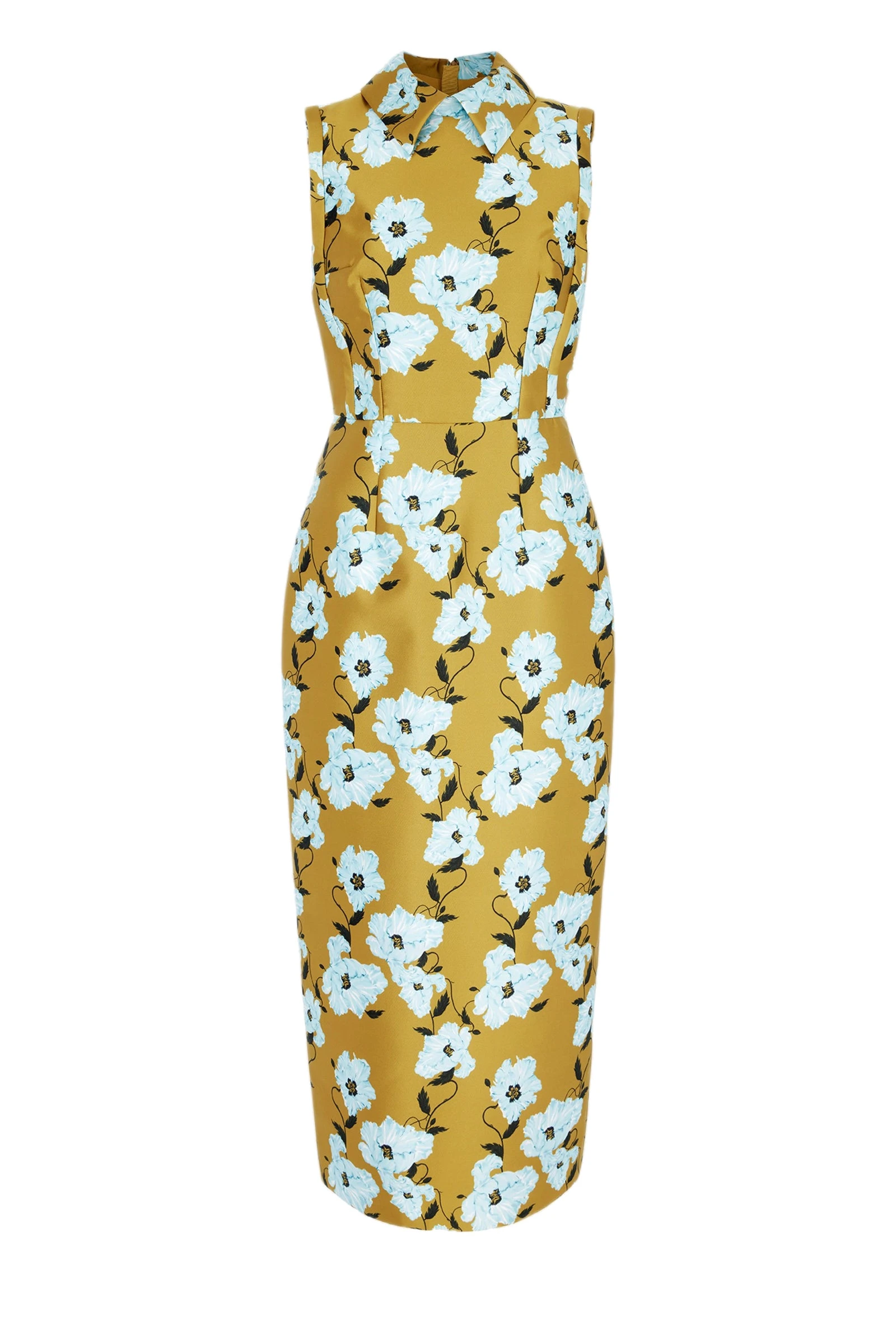 Emilia Wickstead Rain Dress in Mustard & Blue Breezy Poppy Mikado Emilia Wickstead Rain Dress in Mustard & Blue Breezy Poppy Mikado | Coveti