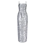Emilia Wickstead Regina Dress in Silver Metallic Cloque | Coveti