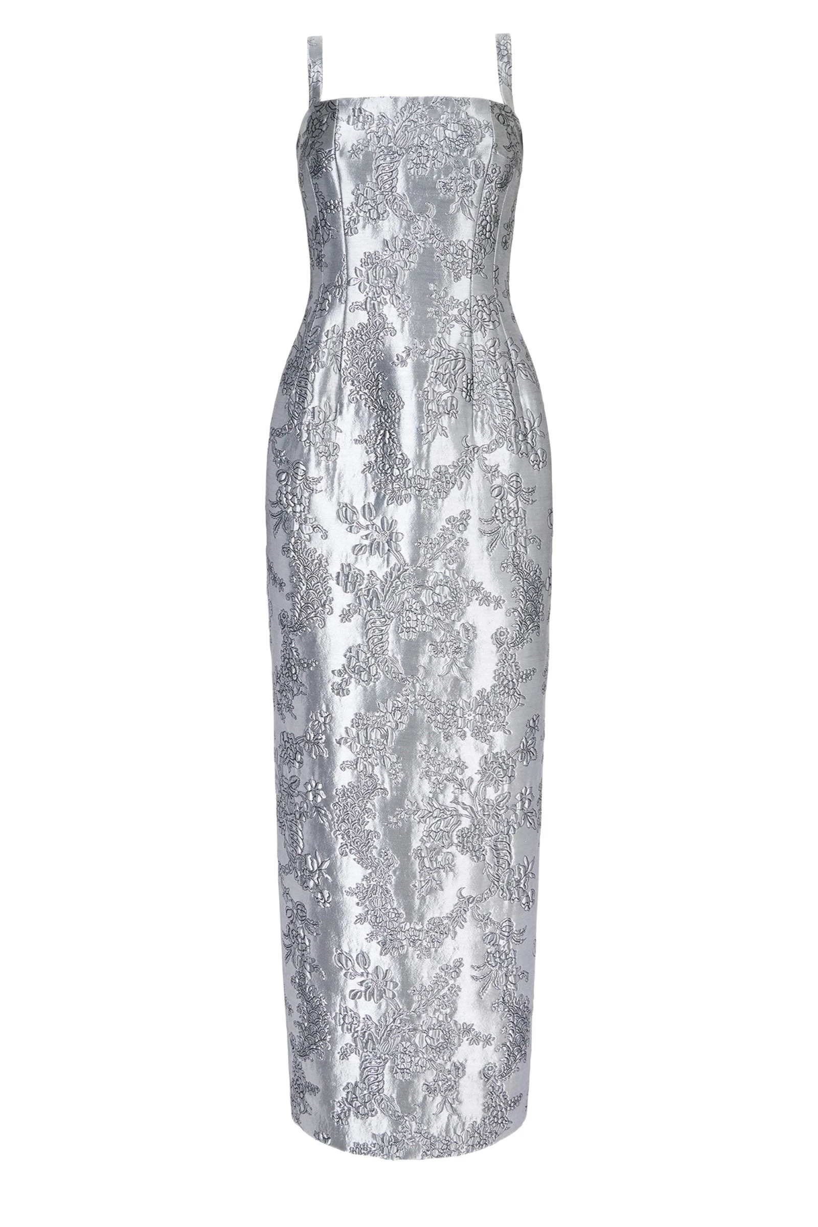 Emilia Wickstead Regina Dress in Silver Metallic Cloque Emilia Wickstead Regina Dress in Silver Metallic Cloque | Coveti
