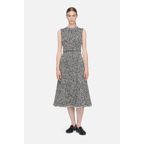 Emilia Wickstead Rosalino Dress in Black & White Boucle | Midi Dresses | Coveti