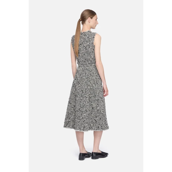 Emilia Wickstead Rosalino Dress in Black & White Boucle | Midi Dresses | Coveti