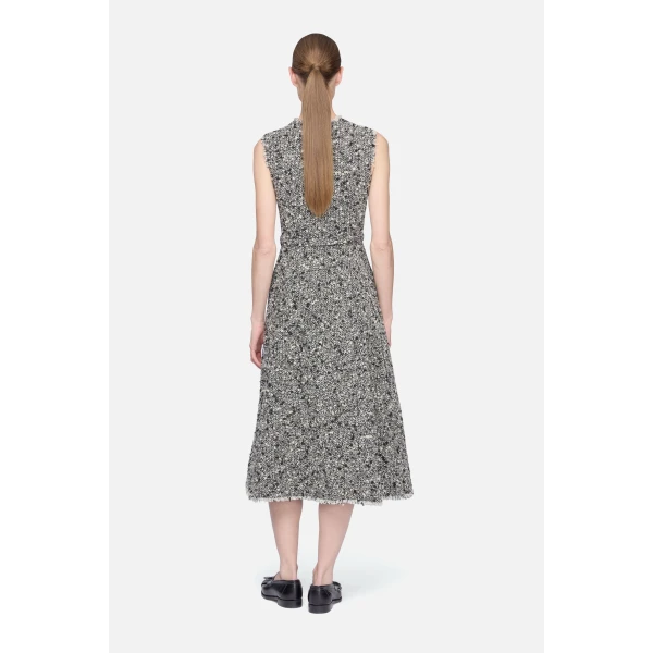Emilia Wickstead Rosalino Dress in Black & White Boucle | Midi Dresses | Coveti