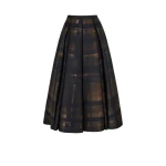 Emilia Wickstead Sylvane Skirt in Blue Chocolate & Black Breezy Poppy Mikado | Coveti