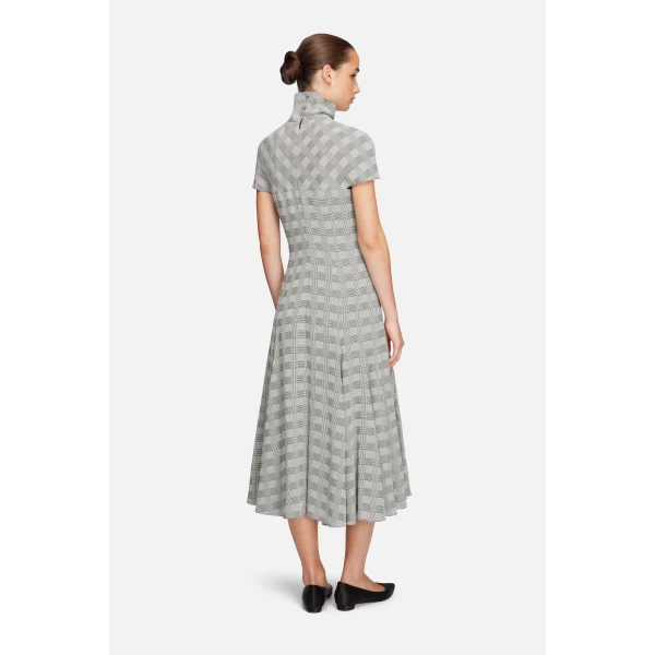 Emilia Wickstead Thea Dress in Black & White Prince of Wales Check | Midi Dresses | Coveti