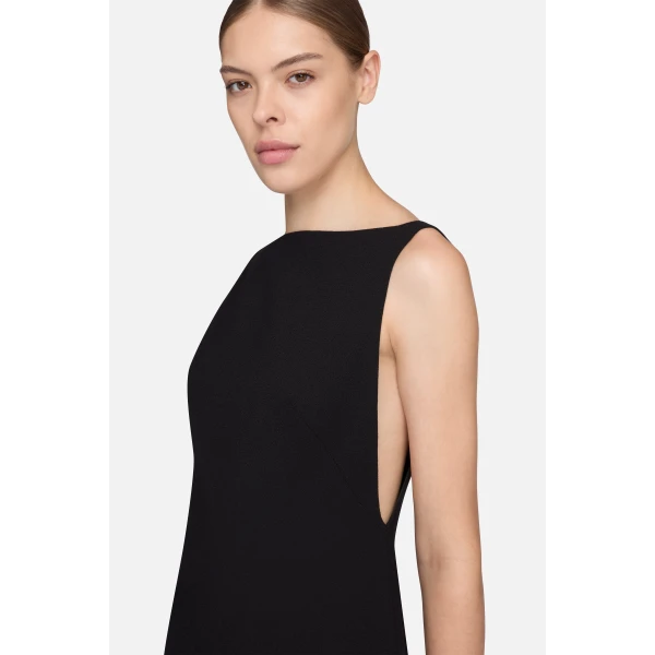 Emilia Wickstead Wichita Dress in Black Single Wool Crepe | Mini Dresses | Coveti