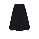 Emilia Wickstead Zeus Skirt in Black Birdseye Suiting | Coveti