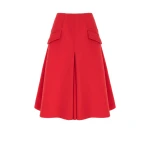 Emilia Wickstead Zeus Skirt in Red Birdseye Suiting | Coveti