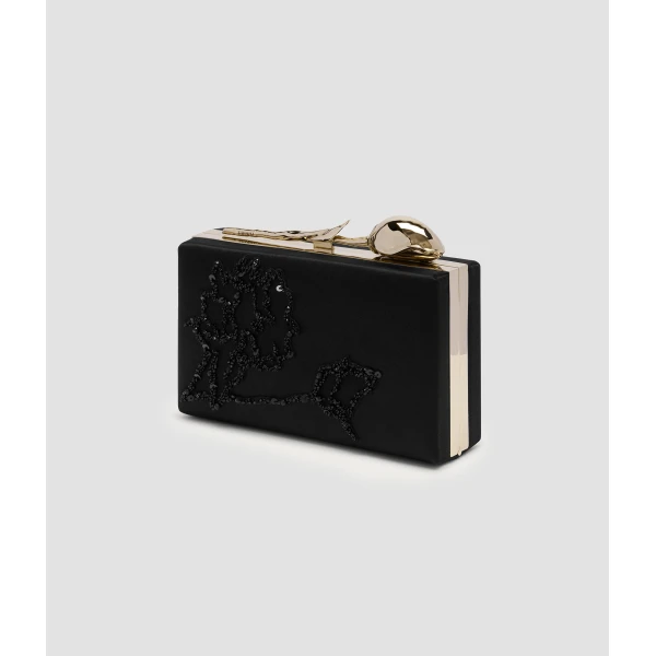 Erdem Bloom Minaudiere in Black Embellished Satin | Clutch Bags | Coveti