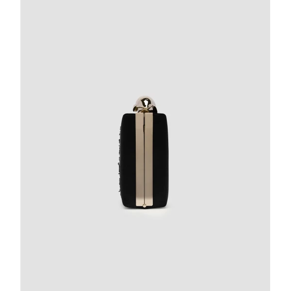 Erdem Bloom Minaudiere in Black Embellished Satin | Clutch Bags | Coveti
