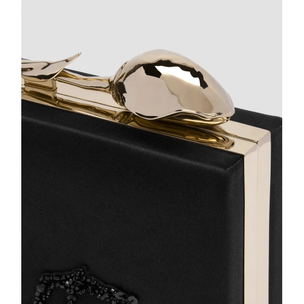 Erdem Bloom Minaudiere in Black Embellished Satin | Clutch Bags | Coveti