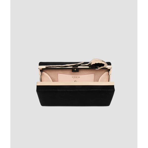 Erdem Bloom Minaudiere in Black Velvet | Clutch Bags | Coveti