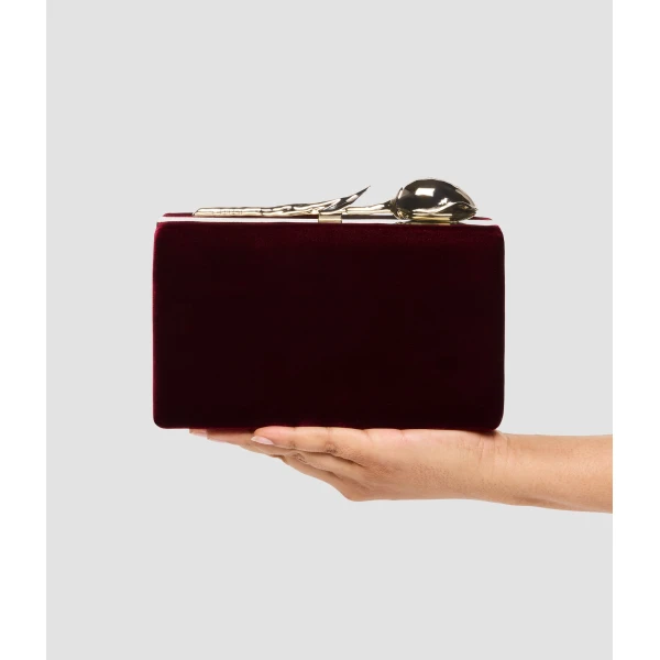 Erdem Bloom Minaudiere in Merlot Velvet | Clutch Bags | Coveti