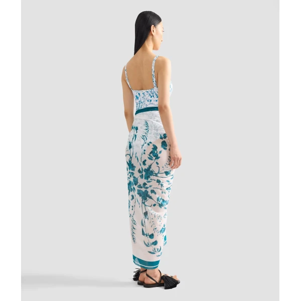 Erdem Botanical Print Cotton Voile Pareo | Beachwear | Coveti