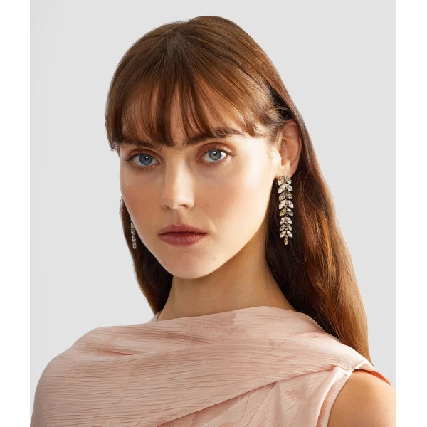 Erdem Crystal Long Earring in Black and Clear Crystal | Earrings | Coveti