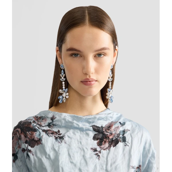 Erdem Crystal Long Earring in Blue Crystal | Earrings | Coveti