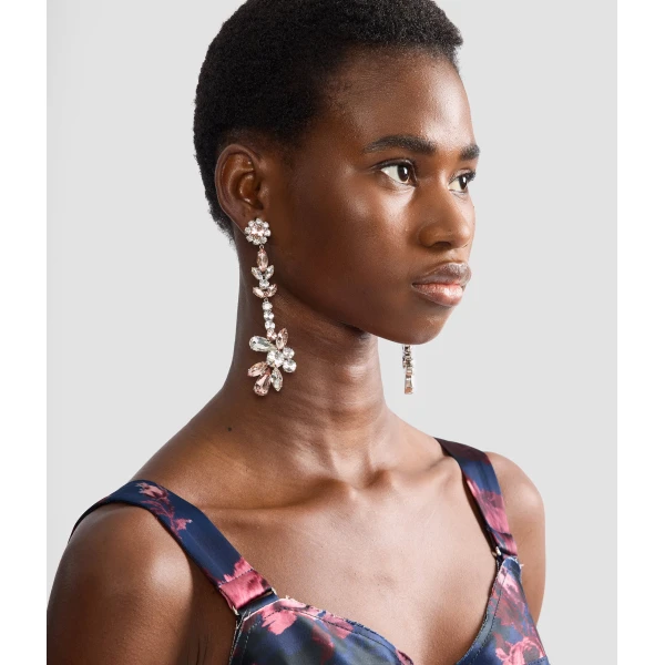 Erdem Crystal Long Earring in Pink Crystal | Earrings | Coveti