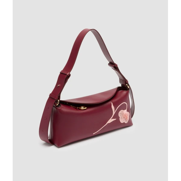 Erdem East West Bloom Bag in Cherry Leather | Shoulder & Crossbody Bags | Coveti