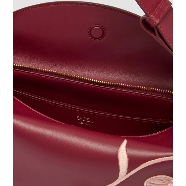 Erdem East West Bloom Bag in Cherry Leather | Shoulder & Crossbody Bags | Coveti