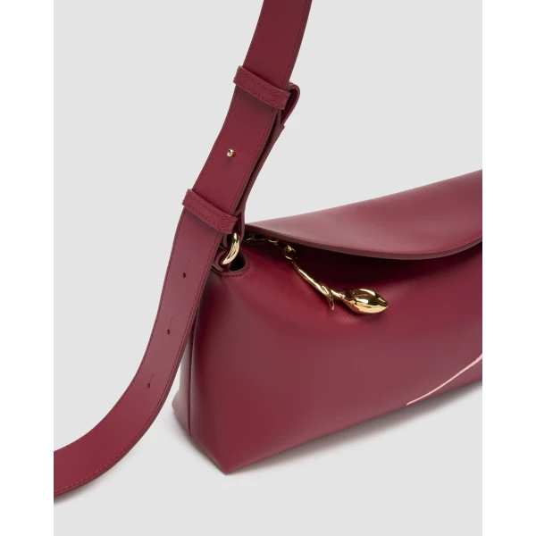 Erdem East West Bloom Bag in Cherry Leather | Shoulder & Crossbody Bags | Coveti