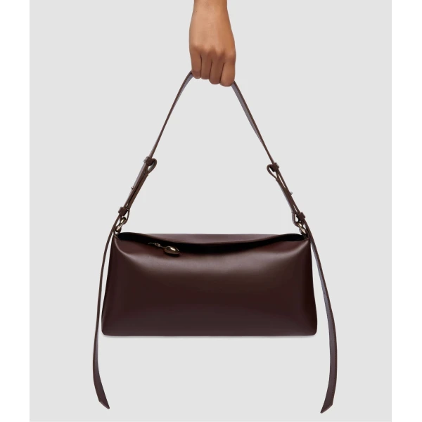 Erdem East West Bloom Bag in Chestnut Leather | Shoulder & Crossbody Bags | Coveti